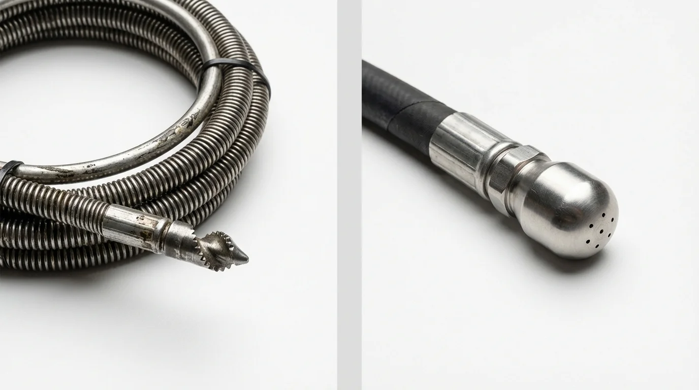 Drain snake cable and hydro jetting nozzle used for drain cleaning in Quebradillas, PR