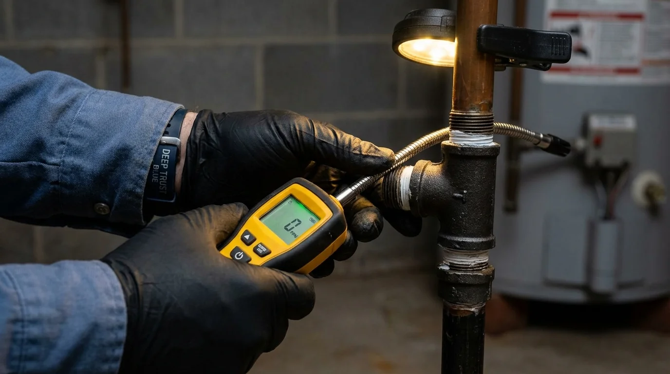 Gas leak detection with electronic sniffer by Johns Plumbing LLC in Quebradillas